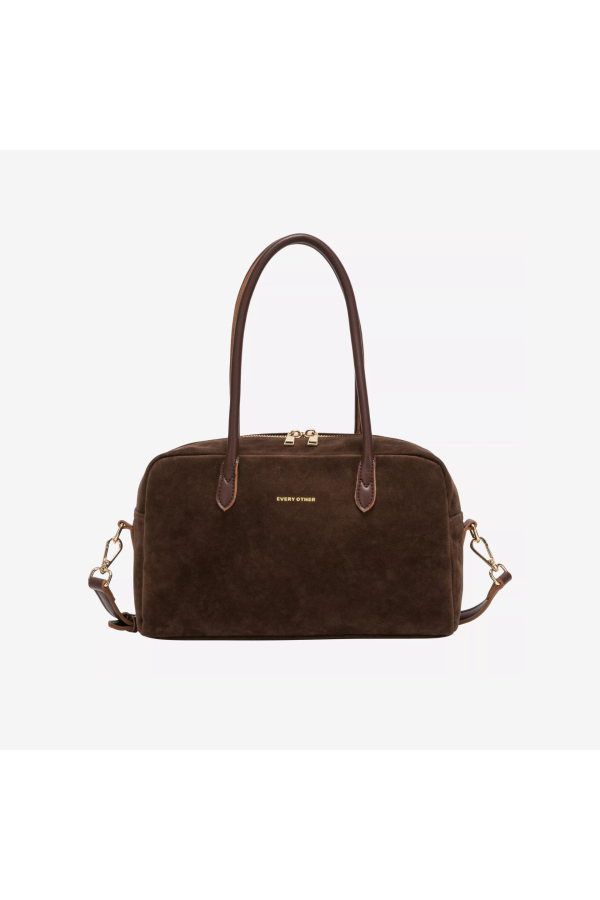SUEDE EFFECT MINI BOWLING BAG/BROWN