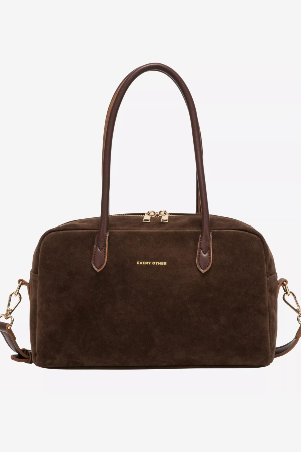 SUEDE EFFECT MINI BOWLING BAG/BROWN