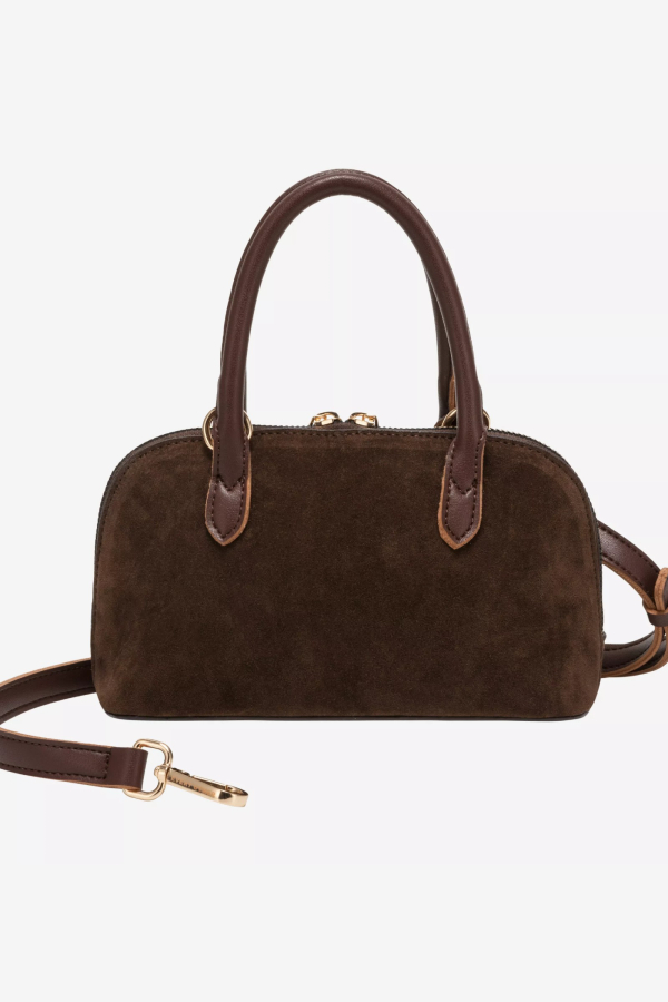 SUEDE MINI BOWLING BAG/BROWN