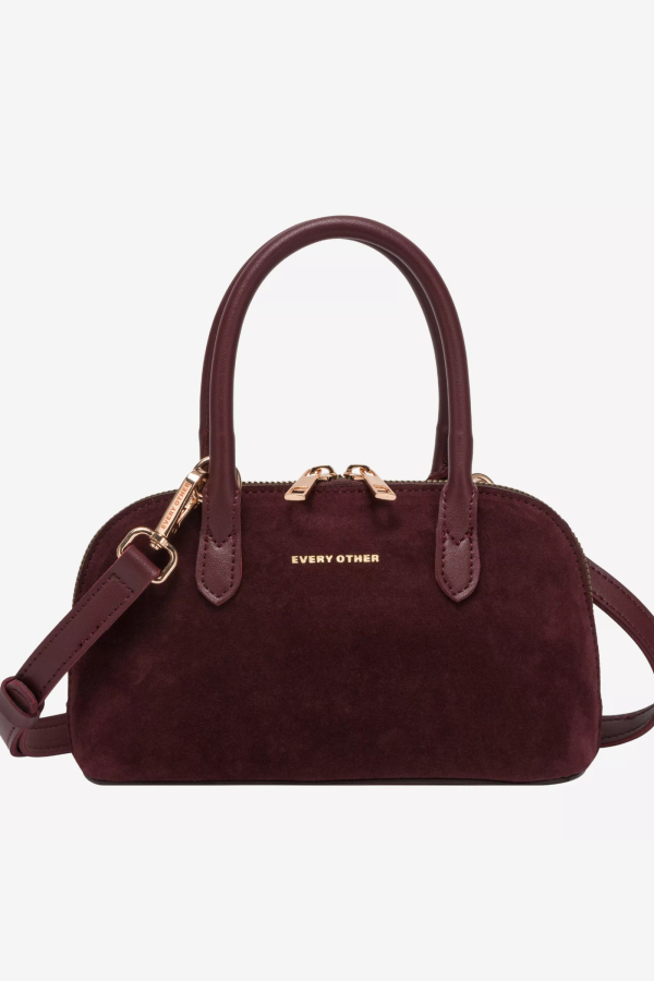 SUEDE EFFECT MINI BOWLING BAG / BORDEAUX