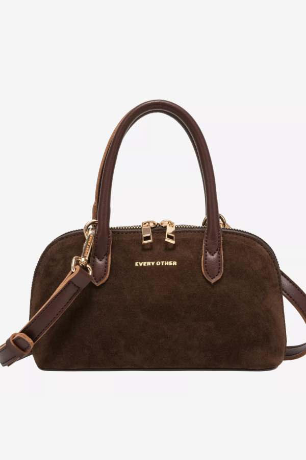 SUEDE MINI BOWLING BAG/BROWN