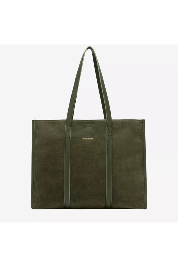 SUEDE EFFECT TOTE BAG / KHAKI