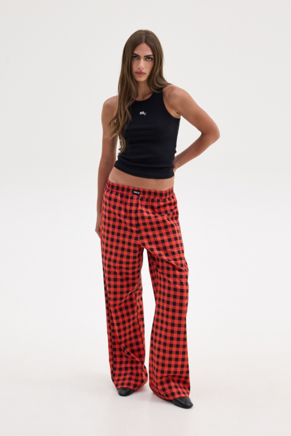 AGNES PANTS - RED PLAID