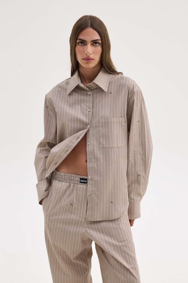 AGNES SHIRT - BEIGE STRIPES