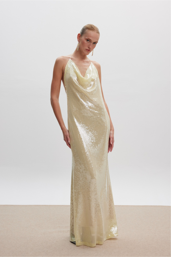 IRINA SEQUIN MAXI DRESS BUTTER WELLOW