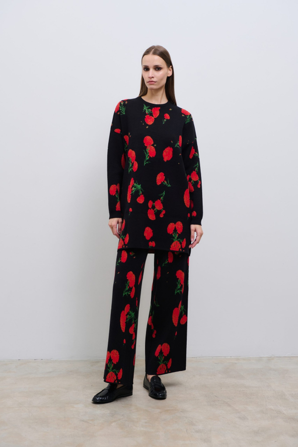 CARNATION KNIT PANTS - BLACK 