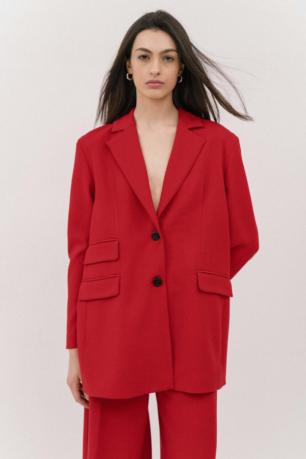 THE SPICE IT UP OVERSIZED BLAZER - RED