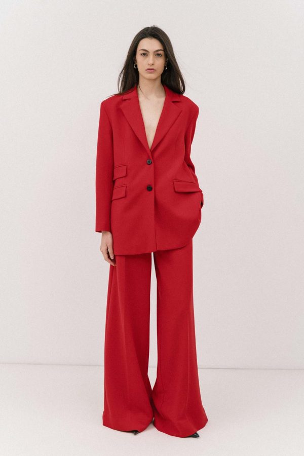 THE SPICE IT UP WIDE LEG PANTS - RED