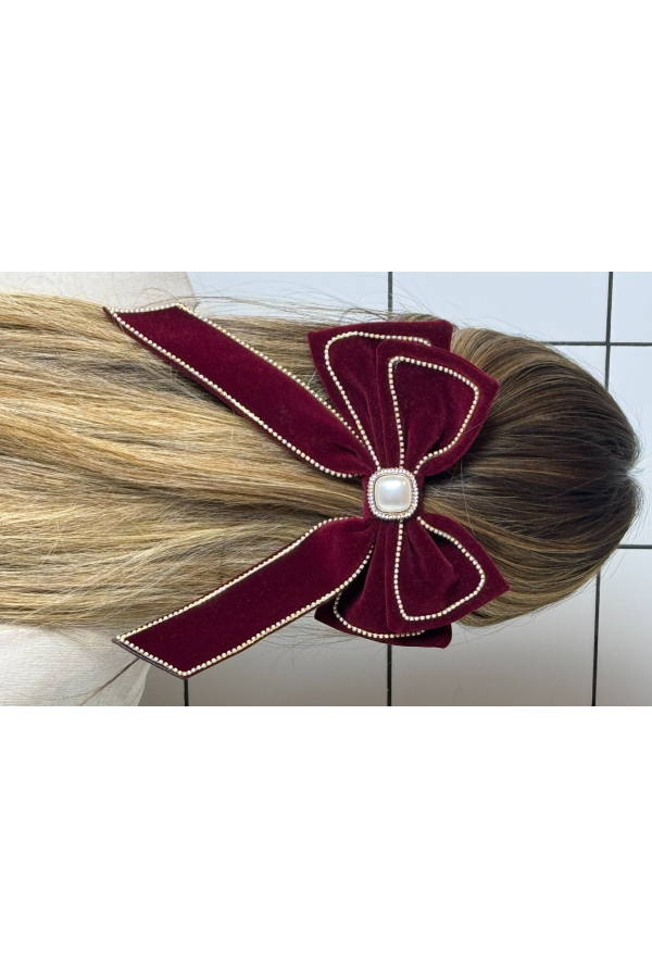 ROYAL RUBY VELVET BOW - RED WINE 