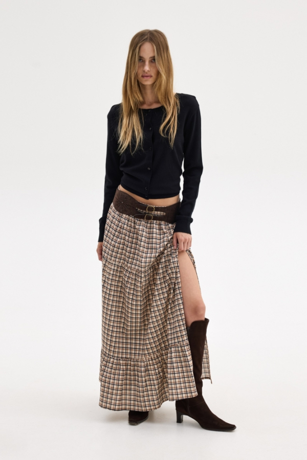 JANIS MAXI SKIRT - BEIGE PLAID