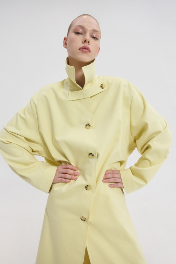 OPHELIA LONG TRENCH COAT - BANANA