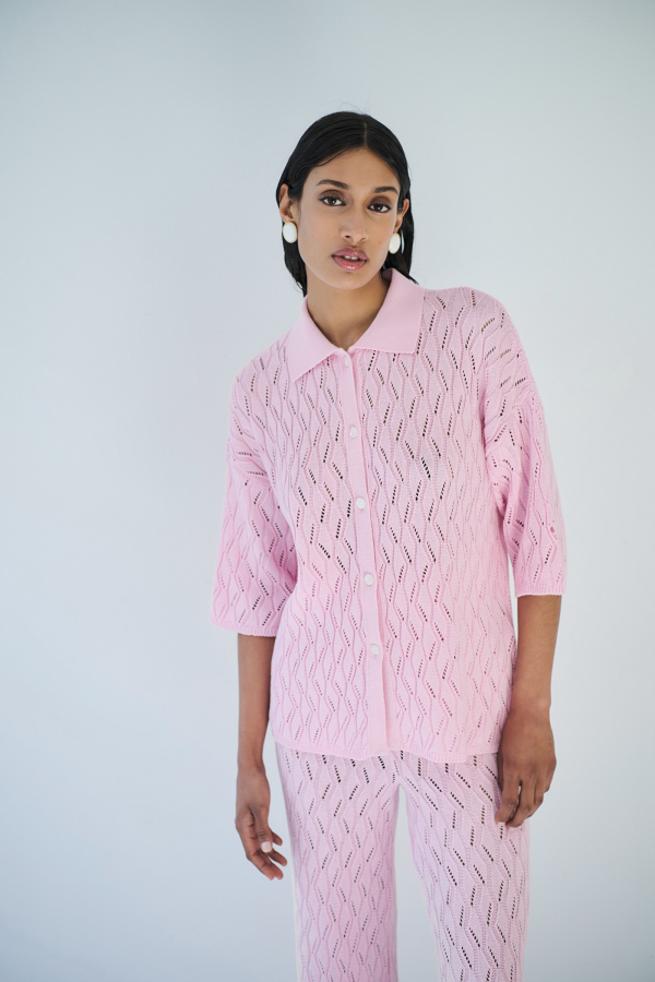 CARDIGAN POLO BUTTONS - BABY PINK