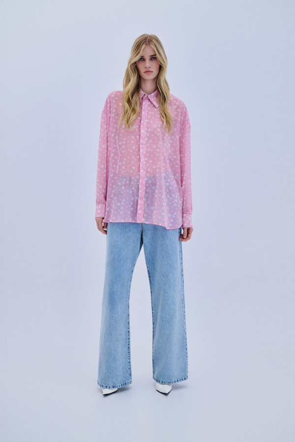 SHIRT HEARTS - PINK/WHITE