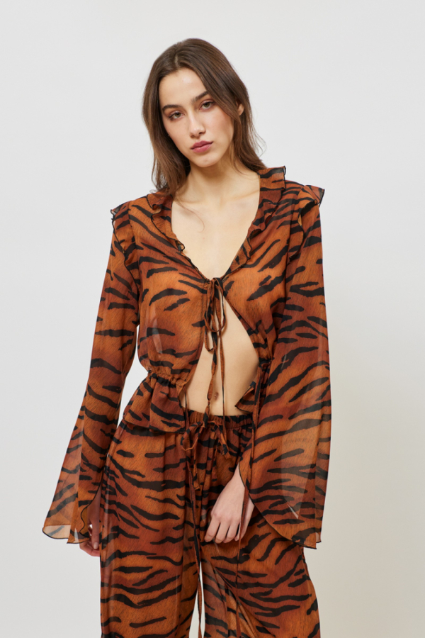 VALENTINA C-THROUGH TOP - ANIMAL PRINT