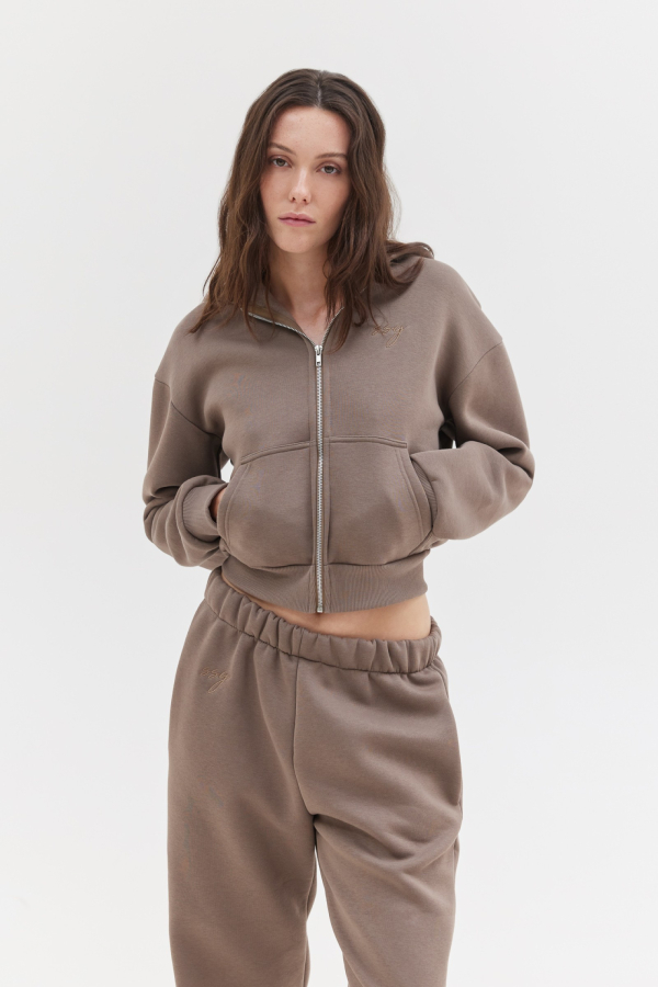 MABEL ZIP HOODIE - HAZELNUT