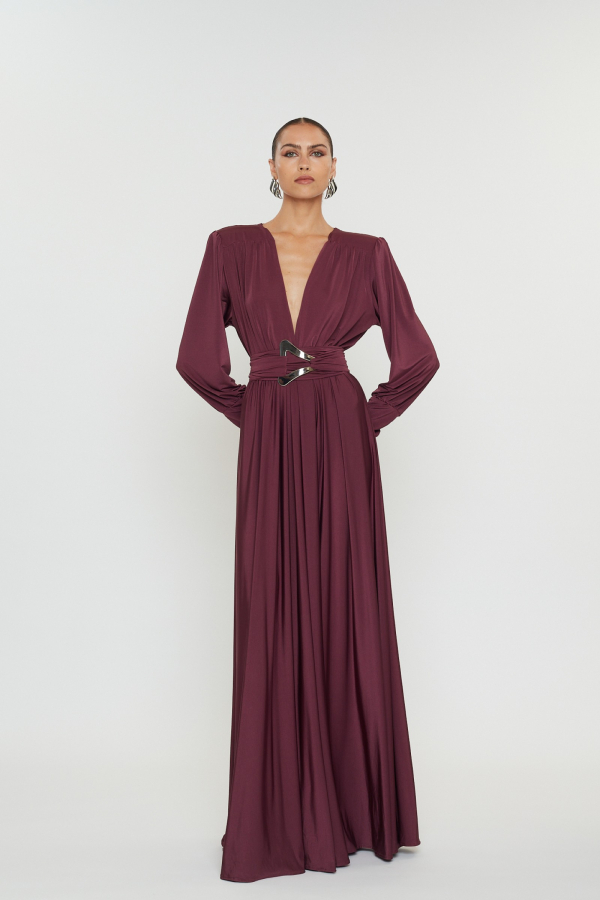 CARLA DRESS / BURGUNDY
