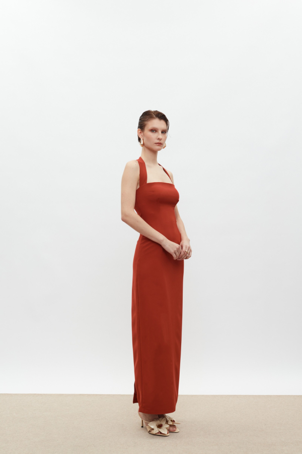 ALBA DRESS/TERRACOTTA
