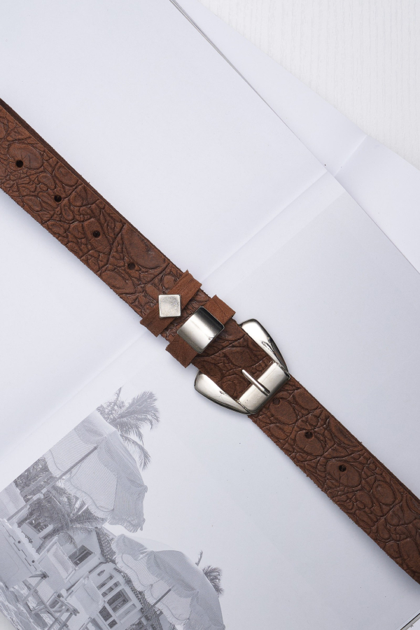 SOUL SERENADE LEATHER BELT - CHOCOLATE SUEDE/SILVER