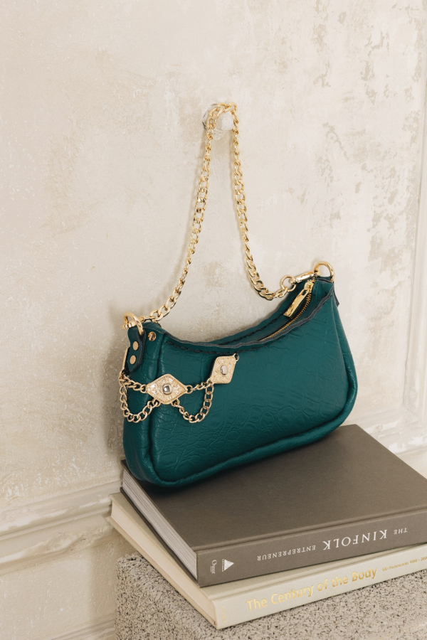 ''RUSHMERE SHOULDER BAG - FOREST GREEN/GOLD