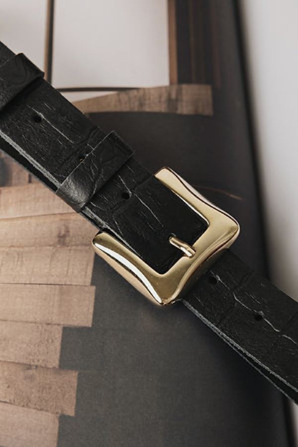 ORDINARY LEATHER BELT UNISEX BLACK/GOLD