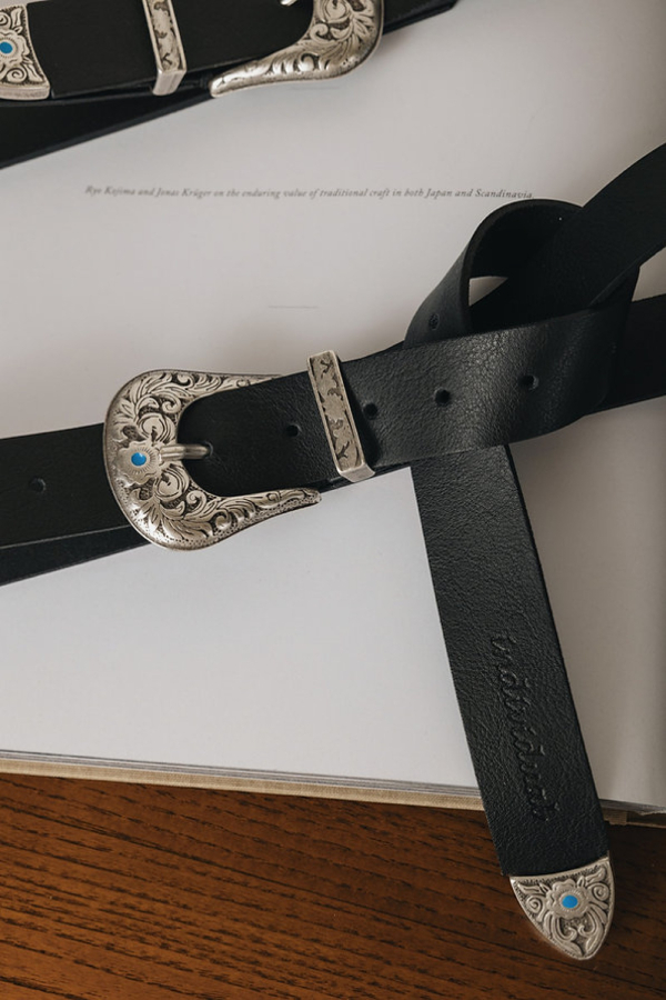 ON THE BEACH LEATHER BELT/BLACK
