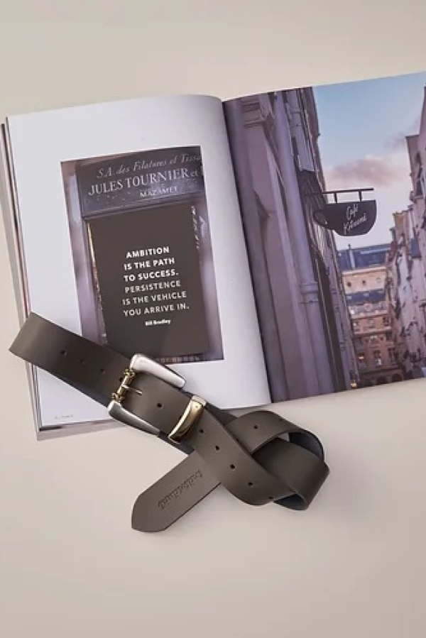 WITH OR WITHOUT YOU - GREY LEATHER BELT