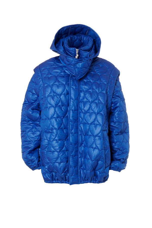 REMOVABLE HEART PUFFER JACKET - BLUE