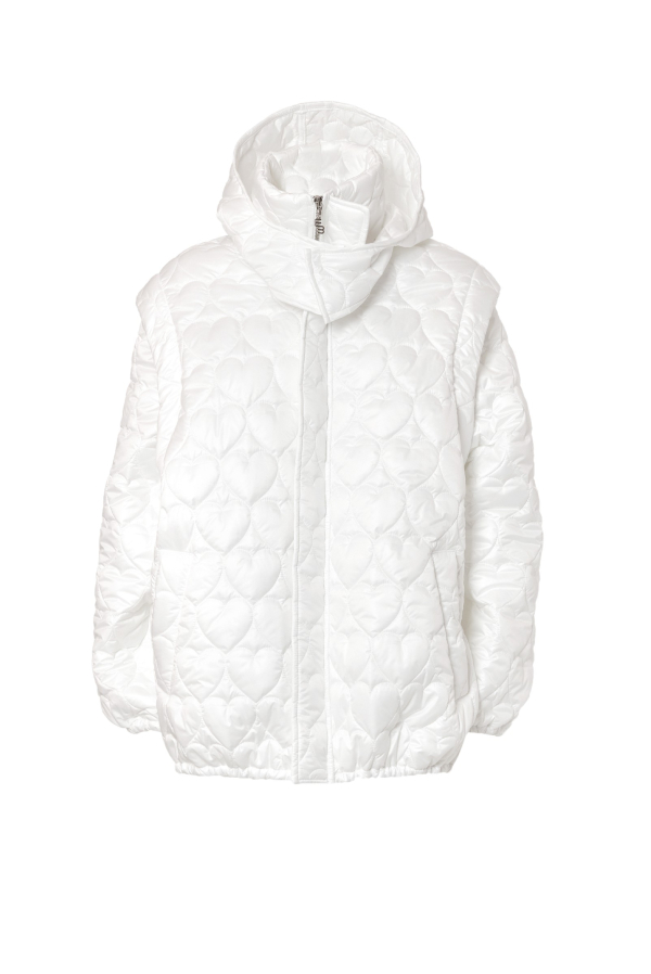 REMOVABLE HEART PUFFER JACKET - WHITE
