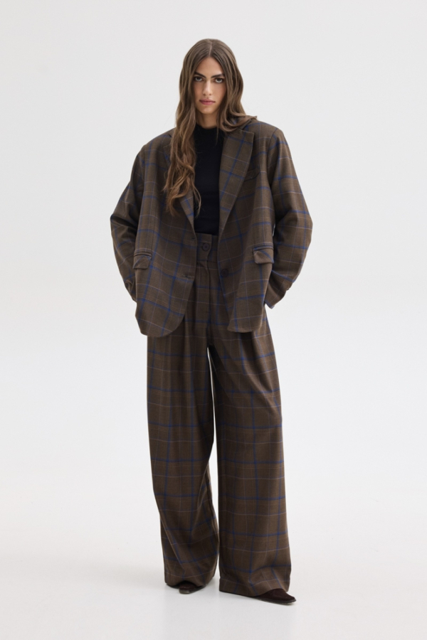 BETH PANTS - BROWN PLAID