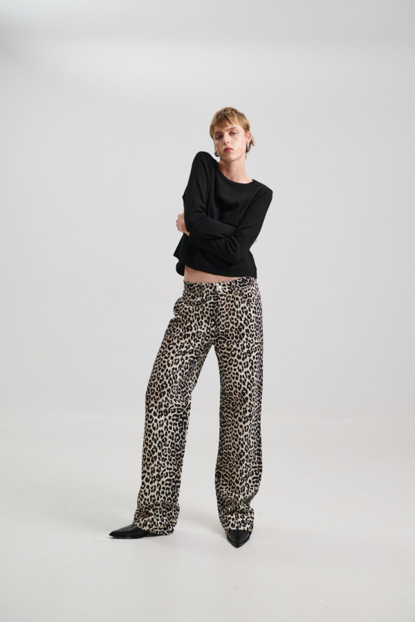 DENIM TROUSER LEOPARD