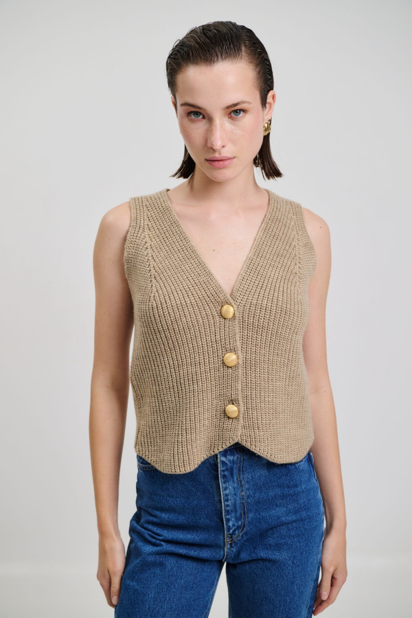 CARDIGAN GOLD BUTTONDS - BEIGE 