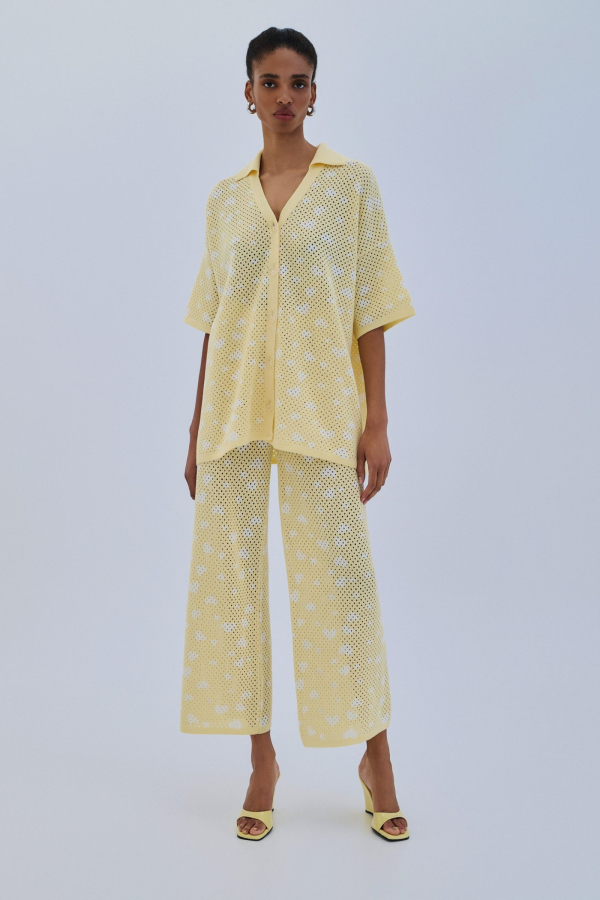 PANTS KNIT HEARTS / BANANA