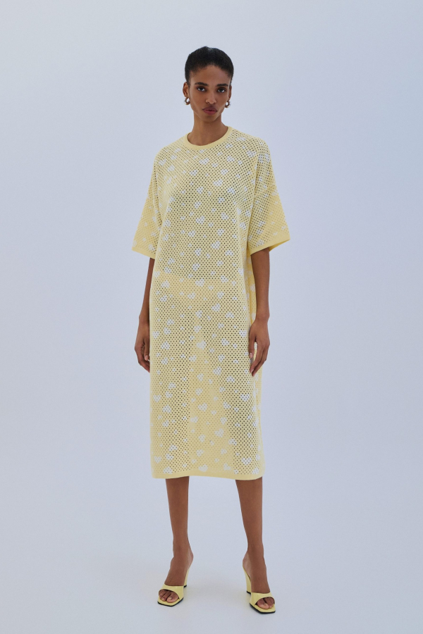 DRESS MAXI HEART - BANANA