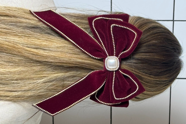 ROYAL RUBY VELVET BOW - RED WINE 