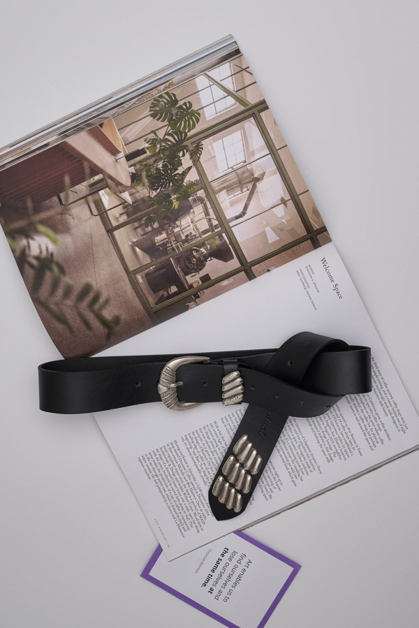 ROLLING BACK LEATHER BELT -BLACK