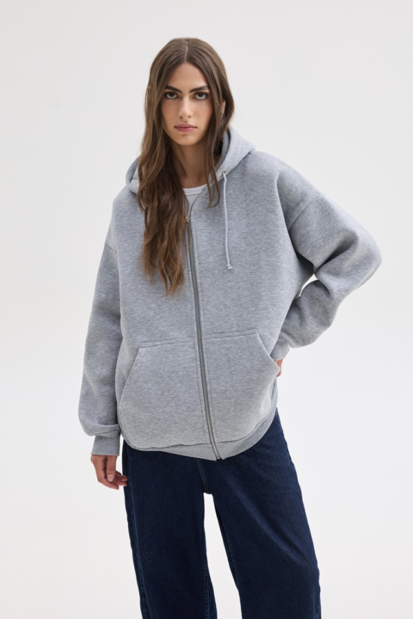 LIZI ZIP HOODIE - GREY