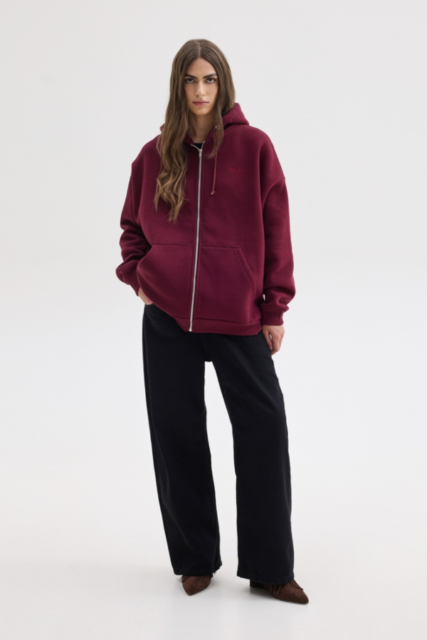 LIZI ZIP HOODIE - AUBERGINE