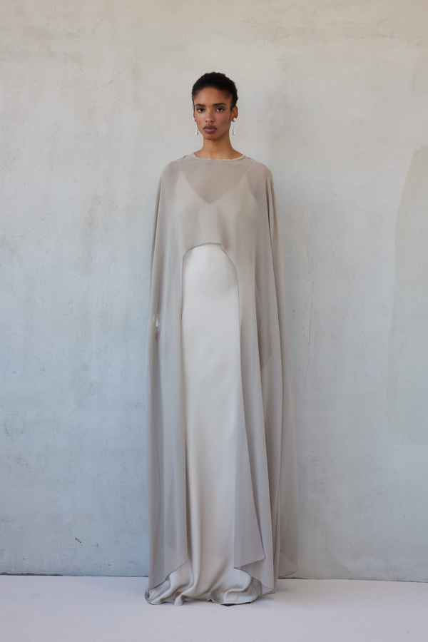 LONG SLEEVE CAPE - GREIGE