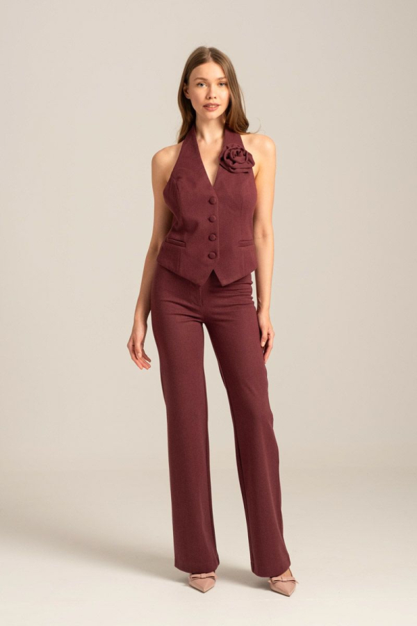 ROMINA TROUSERS - BORDEAUX