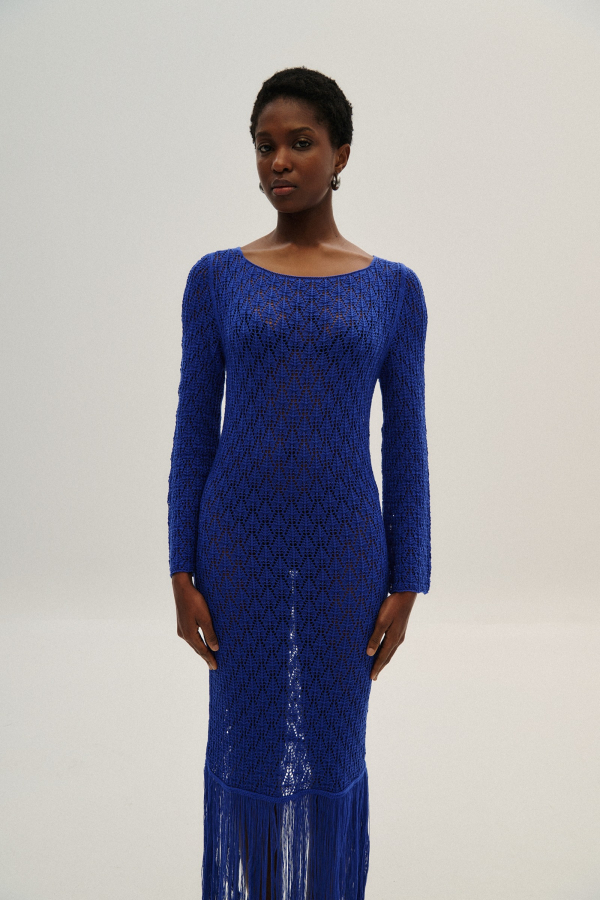 DRESS FRINGED - BLUE