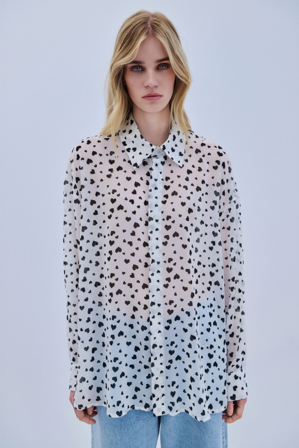 SHIRT HEARTS - WHITE/BLACK