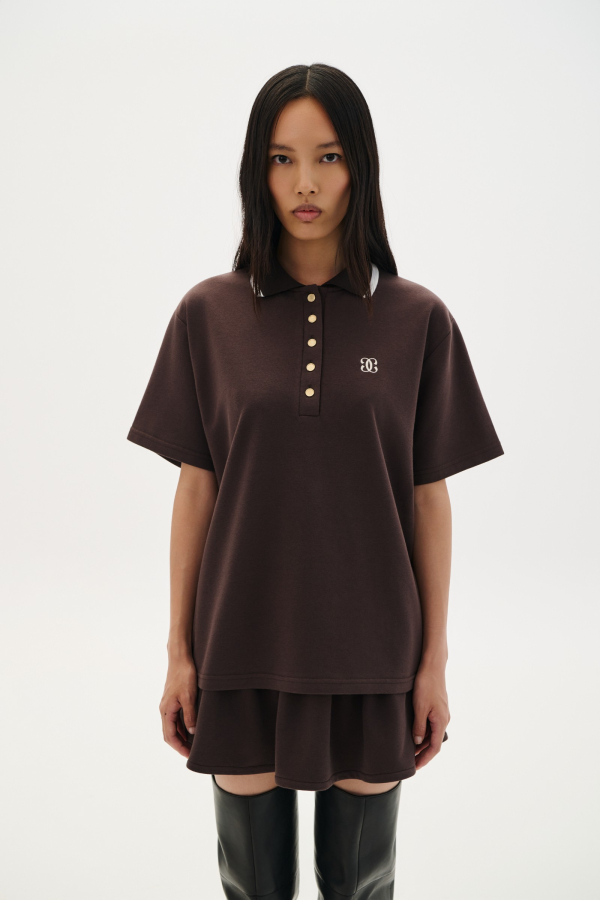 BLOUSE POLO STRIPE - BROWN