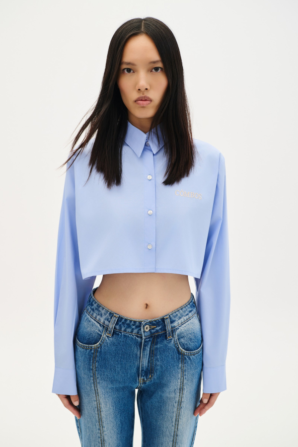 SHIRT CROP POPLIN - LIGHT BLUE 