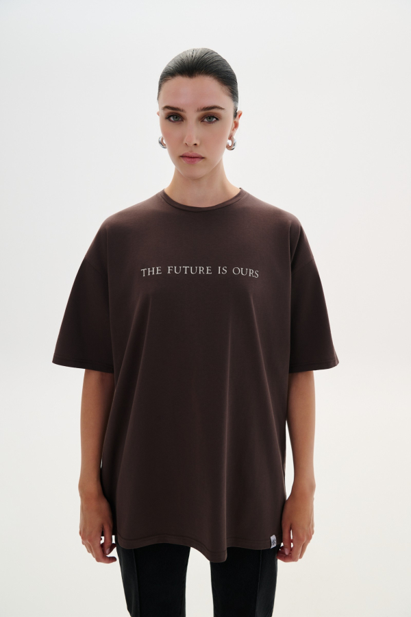T-SHIRT 'THE FUTURE IS OURS' - BROWN