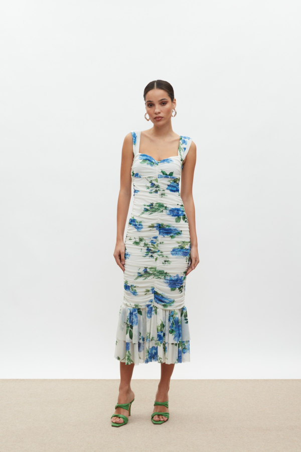 LAYLA DRESS - WHITE/BLUE FLORAL